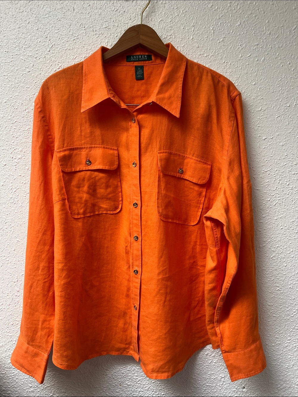 Lauren Ralph Lauren Bright Orange Linen-Blend Shirt Jacket